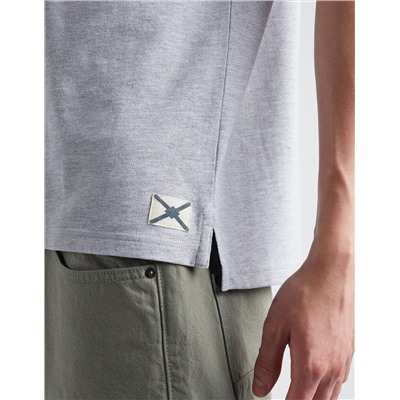 Mandarin Collar Polo, Men, Light Grey