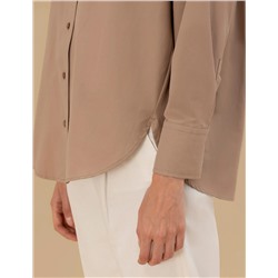 Camel Oversize Uzun Kollu Gömlek