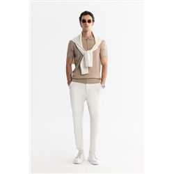Vizon Polo Yaka Fermuarlı Rayon Triko T-Shirt