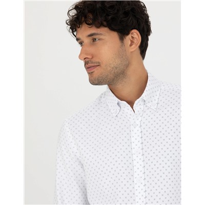 Lacivert Slim Fit Uzun Kollu Gömlek