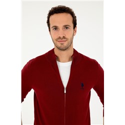 Erkek Bordo Basic Triko Hırka