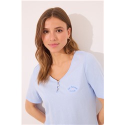 Pijama Capri 100% algodón azul rayas