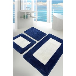 Chilai Home Same Lacivert 3 Lü Set Banyo Halısı Paspas Kaymaz Taban Yıkanabilir 8683264268366