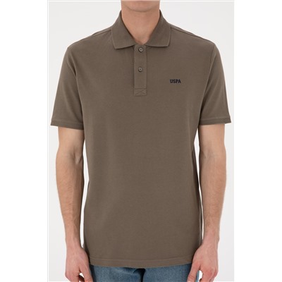 Erkek Regular Fit Polo Yaka Vizon Basic Tişört