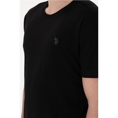 Erkek Regular Fit Bisiklet Yaka Siyah Basic Tişört