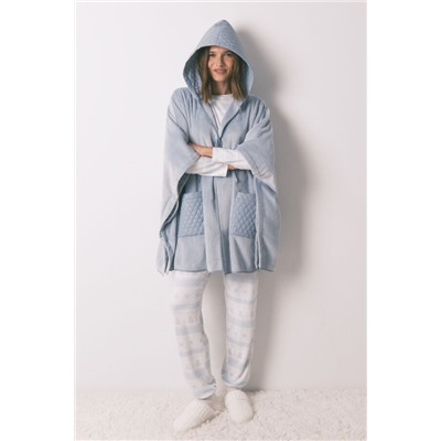 Poncho corto polar relieve azul