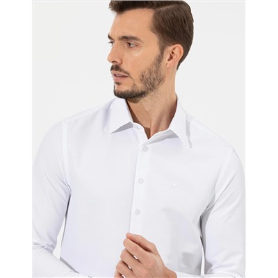 Beyaz Slim Fit Uzun Kollu Gömlek