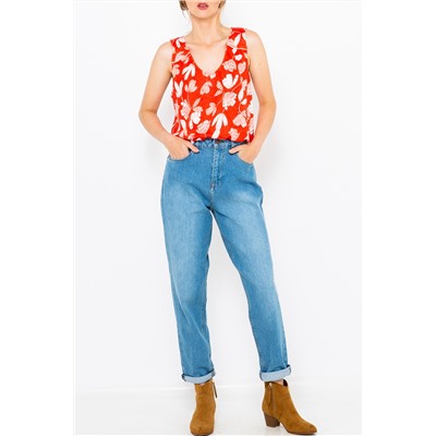 Camiseta de tirantes de lino Rojo