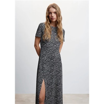 Vestido estampado abertura  -  Mujer | MANGO OUTLET España