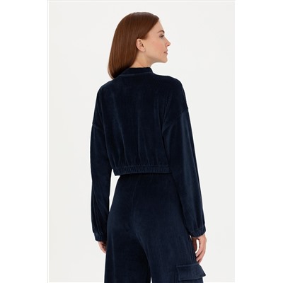 Kadın Lacivert V Yaka Sweatshirt
