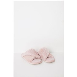 Zapatillas abiertas casa pelito rosa