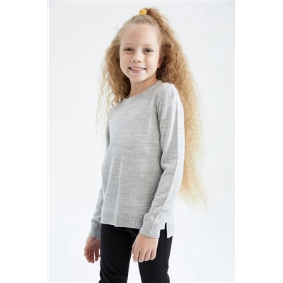 Defacto Kız Çocuk Regular Fit Bisiklet Yaka Kazak N8505A622AU
