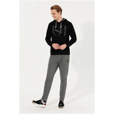 Erkek Siyah Kapüşonlu Sweatshirt