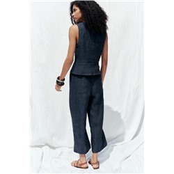 DOUBLE-BREASTED LINEN WAISTCOAT