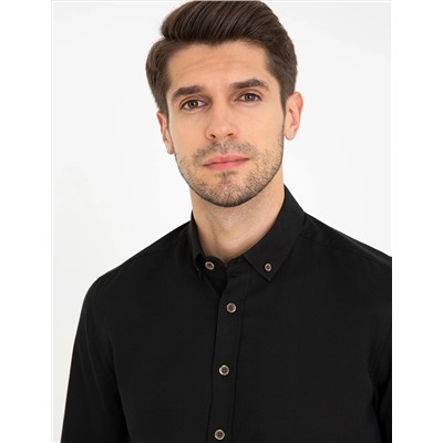 Siyah Regular Fit Uzun Kollu Gömlek