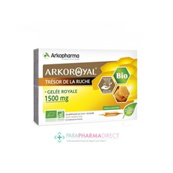 ArkoPharma ArkoRoyal Trésor de la Ruche Gelée Royale BIO 1500mg Goût Orange Miel 20 ampoules
