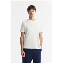 Avva, Erkek Ekru Bisiklet Yaka Baskılı Bi Stretch Interlok T-shirt A51y1044