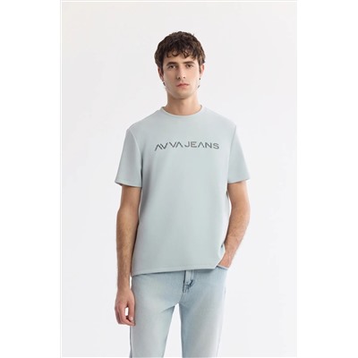 Avva, Erkek Gri Bisiklet Yaka Reflektörlü Bi Stretch Interlok T-shirt A51y1037