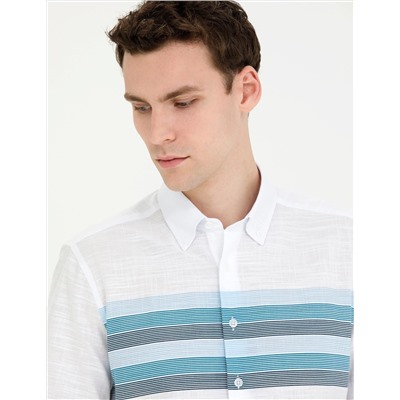 Lacivert Slim Fit Kısa Kollu Gömlek