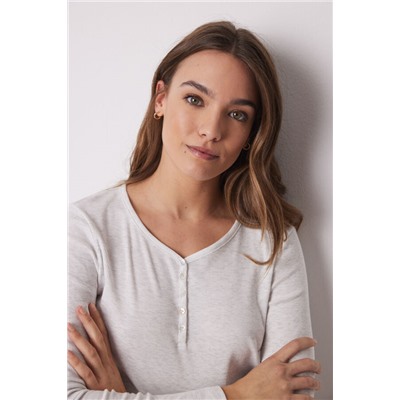 Camiseta manga larga canalé gris