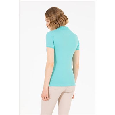 Kadın Mint Basic Polo Yaka Tişört