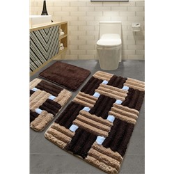 Chilai Home Pıazza Kahve 3 Lu Set 60x100 Cm 50x60 Cm 40x60 Cm Klozet Takımı Banyo Paspas Seti Halısı 8682125919195
