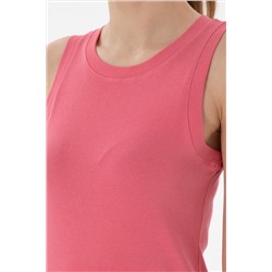 Kadın Koyu Pembe Kolsuz Bisiklet Yaka Basic Tişört