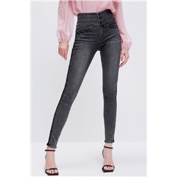 Vaquero skinny fit de tiro alto Gris oscuro