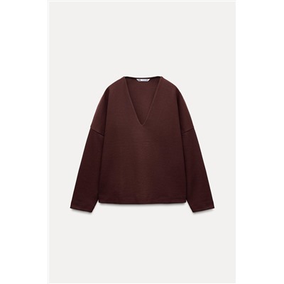 INTERLOCK V-NECK TOP
