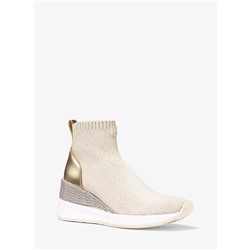 MICHAEL MICHAEL KORS Skyler Embellished Metallic Stretch Knit Sock Sneaker