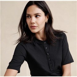 Elbow-Sleeve Cotton Henley