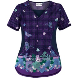 UA Butterfly Chic Grape Scrub Top
