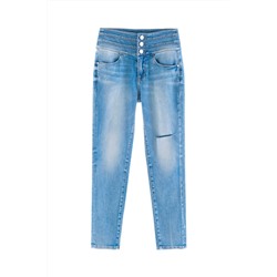 Vaquero skinny fit 7/8 de tiro alto Azul claro