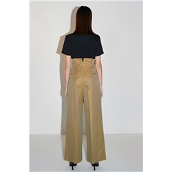 Pantalón palazzo de tiro alto Caqui