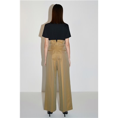 Pantalón palazzo de tiro alto Caqui