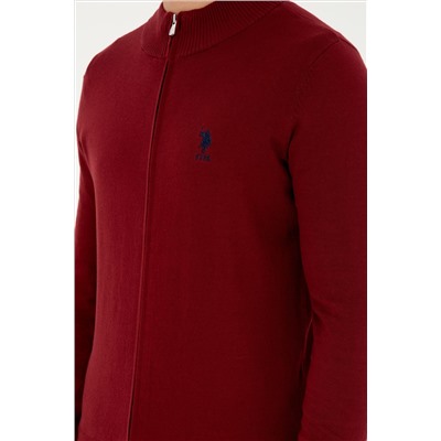 Erkek Bordo Basic Triko Hırka