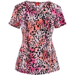 Dickies Xtreme Stretch Scrubs Wild Fur You Print Top