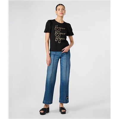 PUFF SLEEVE SEQUIN BONJOUR TEE