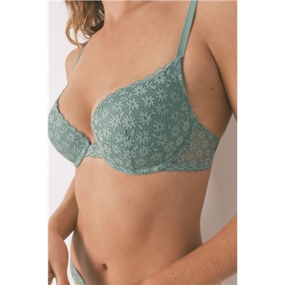 Sujetador push up GORGEOUS encaje floral verde