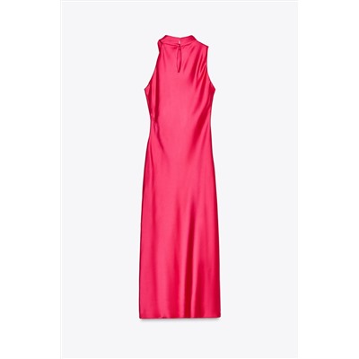 ASYMMETRIC SATIN MIDI DRESS