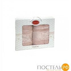 Набор полотенец Карвен "SUMBUL " махра 50*90/70*140 HS 1691 v8 св.пудровый