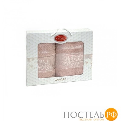 Набор полотенец Карвен "SUMBUL " махра 50*90/70*140 HS 1691 v8 св.пудровый