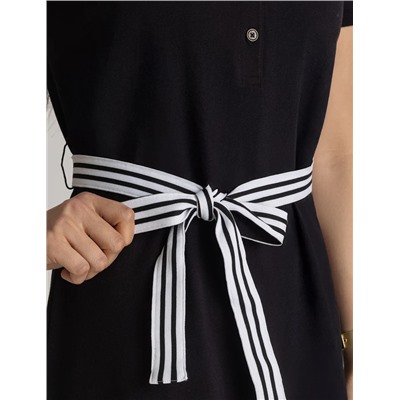 STRIPED BELT POLO DRESS