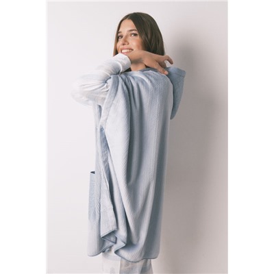 Poncho corto polar relieve azul
