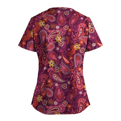 UA Tibetan Tease Wine Sweetheart Neck Scrub Top