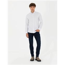 Lacivert Slim Fit Uzun Kollu Gömlek