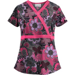 UA Peace And Prosperity Fuchsia Mock Wrap Scrub Top