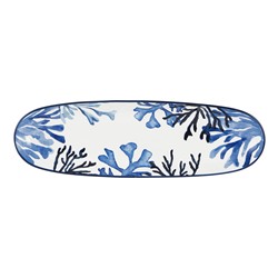 Блюдо, 40х12,5 см, керамика К, белое, овальное, Синие кораллы, Blue Coral, 63290
