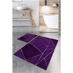 WOOLLY HOME COLLECTİON Prizma Desenli Mor 2'li Banyo Halı Takımı (40x60/60x100) - Wly180 WLY180