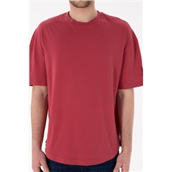 Erkek Long Fit Bisiklet Yaka Vişne Basic Tişört